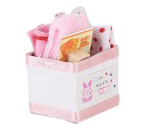 Qudinip Boîte à Jouets Miniature pour bébé, Jolie Décoration de Maison de Poupée Rose avec Jouets pour Accessoires de Maison de Poupée 1/12