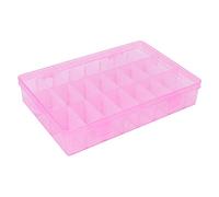 Qudinip Boîte de Rangement pour Nail Art, 24 Grilles en Plastique, Strass, Perles, Décoration, Conteneur pour Petits Objets, Bijoux, Décorations D'ongles, Rose