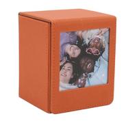 Qudinip Boîte de Rangement pour Photos, Conteneur de Stockage D'images en PVC à Fermeture Magnétique de Grande capacité Polyvalent avec Couvercle Transparent, pour Photos de 3 Pouces, (Brun)