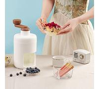 Qudinip Broyeur à Glace à Manivelle, Mini Machine à Cône de Neige Durable pour Usage Domestique, Matériau PP et PS de qualité Alimentaire (Blanche)