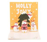 Qudinip Carte de Vœux de Noël en Trois avec Enveloppe pour Décoration de Maison ou de Bureau (Tapez B)