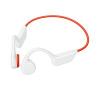 Qudinip Casque à Conduction Osseuse écouteur Bluetooth étanche avec Lecteur MP3 32 Go pour la Natation, la Course à Pied, Le Cyclisme, Conception Légère en Alliage de Ti (Blanc Orange)