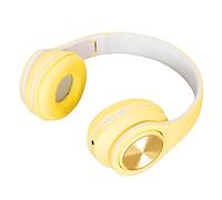 Qudinip Casque Bluetooth Pliable sur L'oreille sans Fil avec Réduction du Bruit pour Les Jeux et la Musique - Design Lumineux coloré (Jaune)
