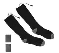 Qudinip Chaussettes Chauffantes électriques en Coton épais, Chauffage d'un côté pour Le Ski, la Pêche, la Marche et la Chasse, Noires, Paquet de 2