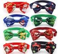 Qudinip Christmas Pet Bow à Noeud Papillon, 50pcs Collier de Chien Réglable pour la Plupart des Animaux de Compagnie, Photographie de Costumes de Vacances en Polyester