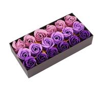 Qudinip Coffret Cadeau de Savon à la Rose avec dégradé Violet Romantique, 18 Savons à Fleurs Réalistes pour la Saint-Valentin et la Fête des Mères