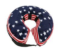 Qudinip Cône Gonflable pour Chien pour Récupération Chirurgicale, Collier de Protection Doux et Confortable pour Chiens et Chats, PVC et Polaire 1 Pièce (Drapeau Bleu des États-Unis M)