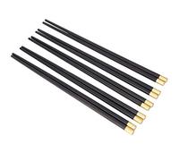 Qudinip Ensemble de Baguettes de Style Chinois avec Incrustation en Cuivre pour la Maison et le Restaurant, 5 Paires de Vaisselle Réutilisable, Cadeau (Coffret cadeau cinq paires de bois de santal)
