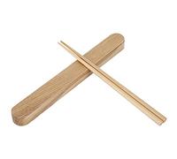 Qudinip Ensemble de Baguettes en Bois Réutilisables pour le Bureau à Domicile et les Activités de Plein Air, Boîte de Vaisselle Légère et Portable (Boîte à baguettes en frêne + )