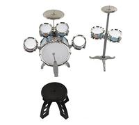 Qudinip Ensemble de Batterie Jazz pour Enfants, Kit Compact pour Débutants avec Son Fort, à Partir de 3 Ans, avec Tabouret Noir
