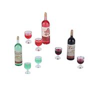 Qudinip Ensemble de Bouteilles de Vin Miniatures pour Maison de Poupée avec Un Design Réaliste pour Faire Semblant de et de Décoration, Matériau en Résine, 9 Pièces pour Le Jeu Imaginatif des Enfants