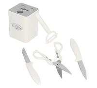 Qudinip Ensemble de Couteaux de Cuisine, 5 Couteaux en Acier Inoxydable avec Poignée Ergonomique Antidérapante et Base de Rangement, pour Couper les Fruits, Création de Melon, Barbecue,