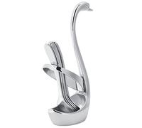 Qudinip Ensemble de Cuillères de Cuisine avec Support Innovant en Forme de Cygne pour Décoration de Table à Manger, en Acier Inoxydable 304, Comprend 5 Cuillères, Parfait pour la Maison et les Cafés
