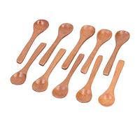 Qudinip Ensemble de Cuillères en Bois, 10 Pièces, Mini Cuillères D'assaisonnement Rondes pour la Cuisine, Bois de Balsa Brun Naturel, Manche de 13cm de Long (13 * 3 cm)