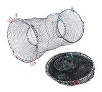 Qudinip Ensemble de Filet de Pêche Pliable pour Piège à Crabe et Capture de Homard, Portable ;Noir, 33x60cm, 2PCS