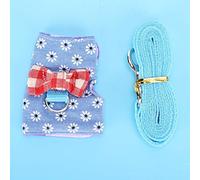 Qudinip Ensemble de Harnais pour Animaux de Compagnie, Laisse pour Petits Animaux, Design élégant et Confortable pour Marcher, Lapin, Hamster, Cochon d'Inde, Denim Respirant, XS S M (S)