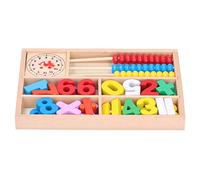 Qudinip Ensemble de Jouets Boulier en Bois pour L'apprentissage des Mathématiques avec Blocs Arithmétiques et Horloge, Jeu éducatif pour Enfants, Matériau en Bois de Haute qualité, Taille 26,8 X