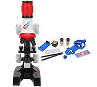 Qudinip Ensemble de Microscopes pour Enfants avec Lumière LED pour Le Plaisir Scientifique éducatif en Couleur Rouge 100X 400X 1200X pour Les Enfants de Plus de 8 Ans ((Rouge))