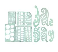 Qudinip Ensemble de Modèles de Dessin, Règle en Plastique Multifonctionnelle de 12 Pièces pour les Dessins Géométriques, les œuvres D'art et L'utilisation au Bureau, Durable et Léger