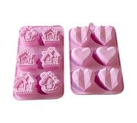 Qudinip Ensemble de Moules en Silicone en Forme de Cœur, 2 Pièces, pour Savon, Bougie, Chocolat, Cuisson Artisanale, Démoulage Facile, Matériau de qualité Alimentaire, 10,04x6,81 Pouces