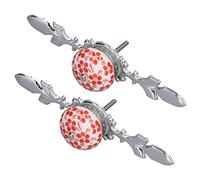 Qudinip Ensemble de Poignées D'armoire en Céramique, 2 Pièces, Boutons Modernes et élégants Peints à la Main pour Armoires et Tiroirs en Alliage de Zinc 4.1cm (1060D Dix mille ans Rouge-Grand)