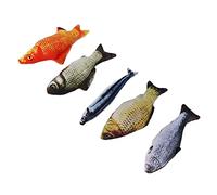 Qudinip Ensemble de Poissons Jouets pour Chats, Simulation de Poisson en Peluche pour Mâcher et Donner des Coups de Pied, Amusant Interactif pour Chats, 5 Pièces