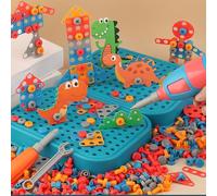 Qudinip Ensemble de Puzzle de Forage de Dinosaure, Boîte à Outils de Bricolage éducatif Réaliste pour Enfants Garçons en Plastique 1 unité (Foret Dinosaure)