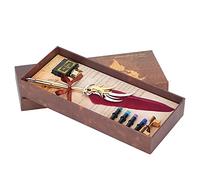 Qudinip Ensemble de Stylos à Plumes de Calligraphie Vintage, Kit D'écriture élégant pour Offrir en Cadeau avec Sac D'encre, 4 Couleurs, en Acier Inoxydable, 10.2 Pouces (Vin Rouge)
