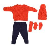 Qudinip Ensemble de Vêtements de Poupée pour Poupées de 18 Pouces, Pantalons et Accessoires Pull Mignons, Cadeaux Parfaits pour Les Filles, Fabriqués dans Un Matériau Sûr (Q18-789 Pull Orange Poupée