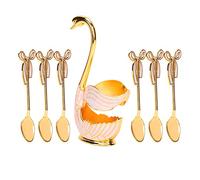 Qudinip Ensembles de Vaisselle élégants avec Support Cygne pour Servir du café et des Desserts à la Maison ou Lors de Fêtes, Alliage de Zinc, 6 Pièces (#1)
