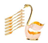 Qudinip Ensembles de Vaisselle élégants avec Support Cygne pour Servir du café et des Desserts à la Maison ou Lors de Fêtes, Alliage de Zinc, 6 Pièces (#2)