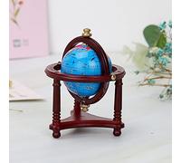 Qudinip Globe de Maison de Poupée Rotatif, Accessoire Décoratif Miniature pour Salon de Maison de Poupée à L'échelle 1/12 (Couleur du Bois Rouge)