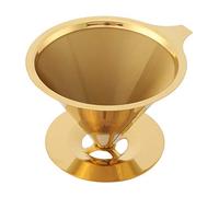 Qudinip Goutteur de café en Acier Inoxydable Titane or, Filtre à Maille Double Couche avec Base et Poignée Robustes, pour la Maison, le Bureau, les Voyages, le Camping, Verser sur la