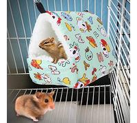 Qudinip Hamac et Nid Suspendu Vert pour Hamster, Design Chaleureux pour Petits Animaux, en Coton et Velours, Tailles S et M (S)