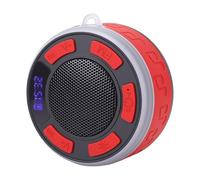 Qudinip Haut-Parleur de Douche Bluetooth, Haut-Parleur Portable étanche avec Ventouse Amovible, Horloge LED, Lumières RVB, Son Stéréo, Surround 360°, Bluetooth 5.1, Portée 10 M, pour (Rouge)