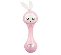 Qudinip Hochet Musical Sensoriel pour bébé, Bâton de Rythme Musical, Jouets éducatifs, Jouet Lumineux pour bébé avec Lumières Clignotantes Douces et Perles Colorées pour la Coordination (Rose)