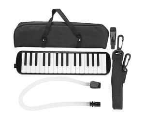 Qudinip Irin Melodica 32 Clé, Instrument de Vent adapté aux Débutants avec Porte-parole en Cornet et Sac Durable pour L'éducation Musicale et les Performances Professionnelles (Noir)