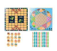 Qudinip Jeu de Dames et D'échecs en Forme d'animaux, Jeux de Bureau éducatifs pour Enfants, Jouet Multifonctionnel en Bois, Cadeau (ZKB-Échecs et Échecs des Bêtes)