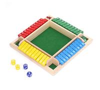Qudinip Jeu de société de Dés en Bois pour 4 Joueurs, Jeu de Mathématiques Amusant pour Les Fêtes de Vacances en Famille, Bois écologique 22x22x3.5cm (Fond Vert)