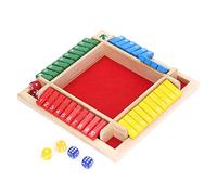 Qudinip Jeu de société de Dés en Bois pour 4 Joueurs, Jeu de Mathématiques Amusant pour Les Fêtes de Vacances en Famille, Bois écologique 22x22x3.5cm (Fond Rouge)