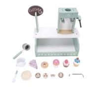 Qudinip Jouet de Cafetière pour Enfants, Machine à café de Simulation de Jeu de Rôle en Bois avec Accessoires de Dessert et de thé de L'après-midi pour Enfants Faisant Semblant de