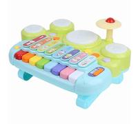 Qudinip Jouets D'instruments de Musique 3 en 1 pour Les Tout-Petits avec des Fonctionnalités d'apprentissage Amusantes - Ensemble de Batterie à Clavier de Piano électronique en Plastique Sûr, Taille