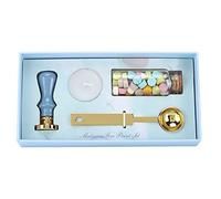 Qudinip Kit de Tampons de Cire à Tête Amovible Scellement Classique et Durable pour Invitations Cadeaux et Mariages 1 Unité (Boîte longue bleue - manche outremer)