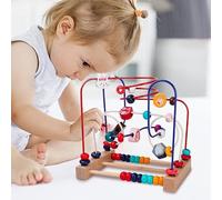 Qudinip Labyrinthe de Perles en Bois, Jouet éducatif, Développement Créatif de la Conscience Spatiale pour Les Tout-Petits, Conception de Cercles en Bois (Modèle Animal)