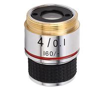 Qudinip Lentille D'objectif de Microscope Achromatique 4X pour la Recherche Scientifique et L'observation des Matériaux en Laiton et Alliage D'aluminium