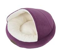Qudinip Lit pour Animaux de Compagnie en Forme de Coquille pour Petits Chiens et Chats, Nid en Peluche Confortable pour la Chaleur Hivernale, Base Antidérapante, 1x 12,6x13,8x7,1 Pouces (Toit Rigide