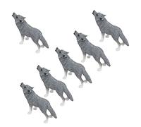 Qudinip Lot de 6 Figurines de Loup en PVC 10 X 7 Cm, Modèles Réalistes de Loup Arctique pour Jeu éducatif et Collection