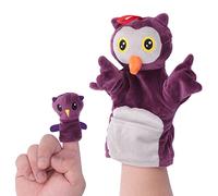Qudinip Marionnette à Main en Peluche, Poupée Hibou, Animal de Dessin animé, pour L'interaction Parent-Enfant, Adaptée à la Maison ou à la Salle de Classe, Paquet de 2