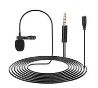 Qudinip Microphone Lavalier Omnidirectionnel à Double Revers de 1,5 M avec Prise 3,5 Mm pour Interviews et émissions en Direct Matériau APS Noir