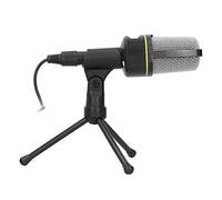 Qudinip Microphone Omnidirectionnel Abordable avec Trépied pour Podcasting, Parole et Enregistrement - Noir, ABS - 1 unité (Noire)